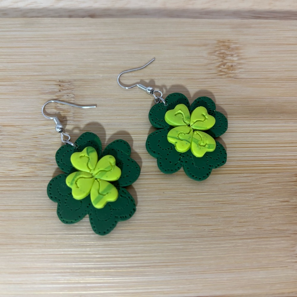 Green Floral Earrings